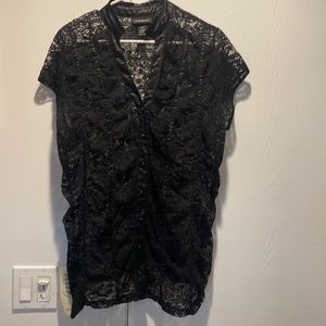 Lane Bryant lack floral black shirt